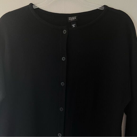 Eileen Fisher Long Cardigan Jacket Crepe Wool Size Medium Petite Made in USA - Picture 2 of 8